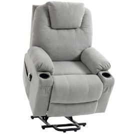 Staglen Linen Power Lift Recliner Armchair - Light Grey