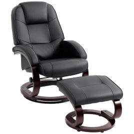 Brobury Pu Leather Recliner Swivel Chair - Black