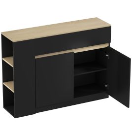 Zenion Black Sideboard with Adjustable Shelf - 110cm