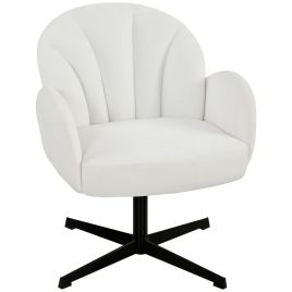 Dalvale Velvet Swivel Chair - Cream White