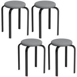 Evoiva Dark Grey Steel Stackable Stools with Cushion Set of 4 - 40cm