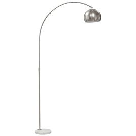 Stavale Silver Metal Floor Lamp with Faux Black Marble Base - 26cm