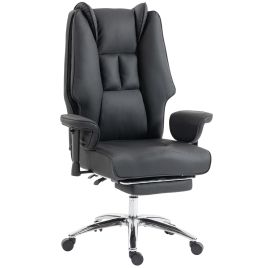 CARCREST Black Metal Reclining Office Chair - 78cm