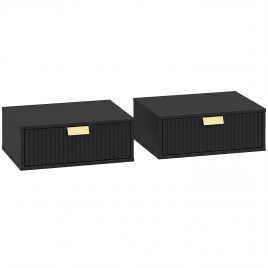 Oakwood Black Bedside Table Set of 2 - 40cm