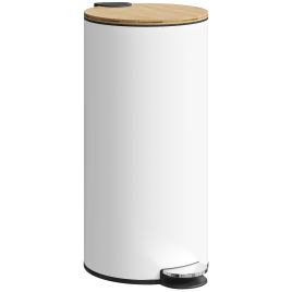 Chewick White Metal Pedal Rubbish Bin - 30cm