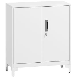 Camcour White Metal Lockable Filing Cabinet 2 Tier - 80cm