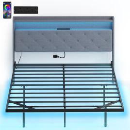 Dormere Kingsize Metal Bedframe with LED Light - Grey