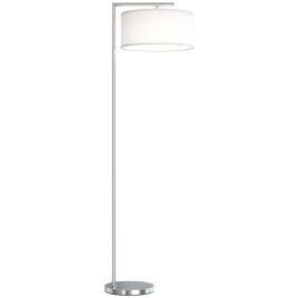 Kenmoor Silver Steel Floor Lamp with Linen Lampshade - 37cm