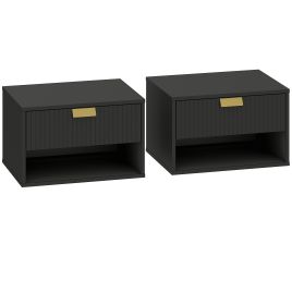 Priridg Black Bedside Table Set of 2 - 40cm