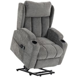 HUNGERFORD Chenille Power Lift Recliner Chair with Vibration Massage and Heat - Grey