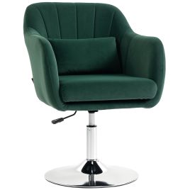 HIGHCLERE Retro Velvet Swivel Tub Chair with Steel Frame and Cushioned Seat - Dark Green