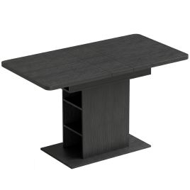 CARBROOKE 110 to 130 cm Extendable Dining Table for 4 to 6 People with 6 Open Shelves - Black