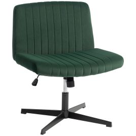 ROCHFORD Flannel Armless Cross Legged Office Chair without Wheels - Green