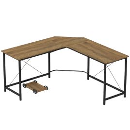BAMBURGH L Shaped Corner Computer Desk and Gaming Workstation - Black and Grey Wood Effect