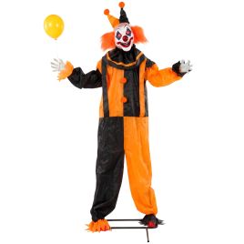 CORSHAM 190 cm Animated Clown Halloween Decoration with Sound and Touch Activation - Orange and Black
