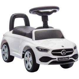 PORTLAND Mercedes Benz Licensed Foot to Floor Ride On Car with Horn, Sounds and Under Seat Storage - White
