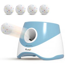 MONIA Automatic Dog Ball Launcher with 5 Balls and 3 Distance Settings from 6 to 14 m - Blue
