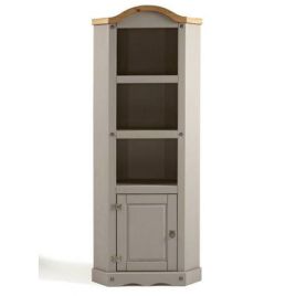 Corona Solid Pine Corner Display Unit - Grey Wax