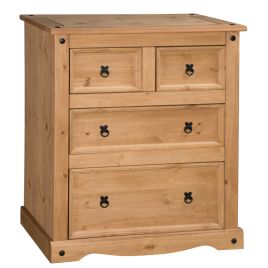 Natural Finish Chest of Drawers - COMPTON I Large Chest  4 Drawers