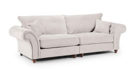 Raymond Fullback Round Buttoned Arms 4 Seater Sofa - Stone
