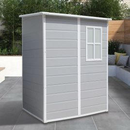 Outdoor Garden Plastic Storage 5x4ft Shed With Floor - Grey