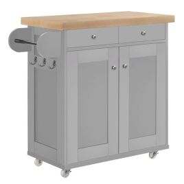 Portland Portable Kitchen Island Unit - Grey