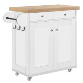 Portland Portable Kitchen Island Unit - White