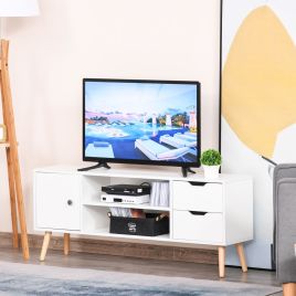 Modern TV Stand With Storage Shelf - White