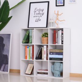 Square Shelving 9 Cube Bookcase Storage Rack - White