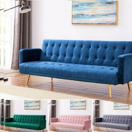 Elegant Velvet Sofabed with Golden Legs - 4 Colours