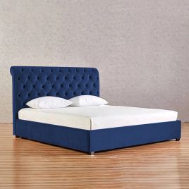 Kelist Plush Velvet Fabric Bed, Blue Colour - 5 Sizes