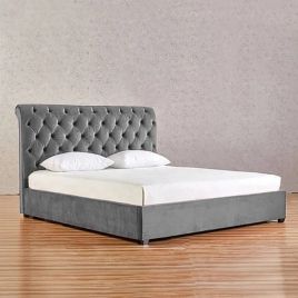 Kelist Plush Velvet Fabric Bed, Grey Colour - 5 Sizes