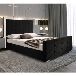 Marisa Plush Velvet Fabric Bed, Black Colour - 5 Sizes
