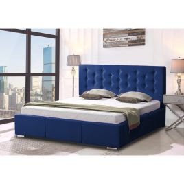 Pinia Plush Velvet Fabric Bed, Blue Colour - 5 Sizes