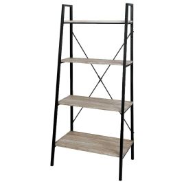 4-Tier Sturdy Metal Frame Bookcase - Natural, Walnut