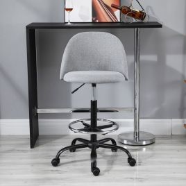 Ergonomic High Back Padded Stool With Footrest 97cm - Grey