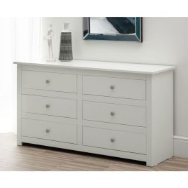RAMSGATE White Chest of Drawers - Large-sized, 6 Drawers, Double