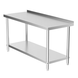 2 Tier Stainless Steel Table with Backsplash