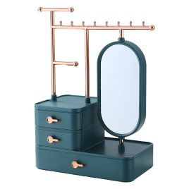 Green Jewelry Organizer with Hanging Rod Necklace Earring Display