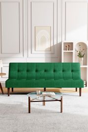 Rectangular Contemporary Convertible Adjustable Sofa Bed Green