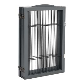 Grey Freestanding Wood and Wire Pet Playpen with Six Folding Panels
