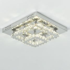 Modern 2-Tier Crystal LED Ceiling Light Fixture Dimmable