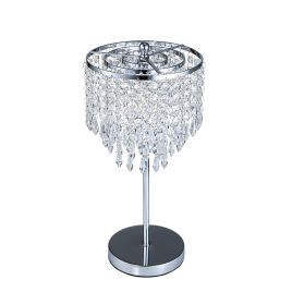 Delicate Crystal Table Lamp with Slender Stem and Round Frame