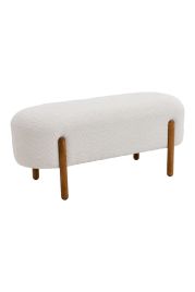 Beige Contemporary Upholstered Bench
