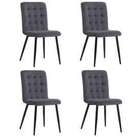 Grey Modern Tufted Frosted Velvet Armless Dining Chairs Set - 4 Pieces