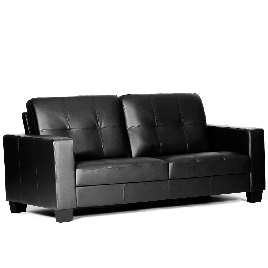 Wadrqua Luxurious Comfort 3-Seater Bonded Leather and PVC Sofa in Black