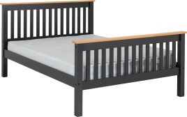 Monaco 5ft Kingsize Bed High Foot End - Grey Oak Effect