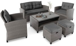 BRANTFORD Rattan Garden Table and Sofa Set - Grey