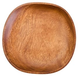 BRAVELYN Square Wooden Serving Tray with Rounded Edges - Brown