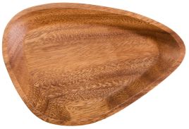 BRAVELYN Curved Triangular Small Wooden Serving Tray - Brown